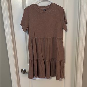 Brown Tiered T-Shirt Dress